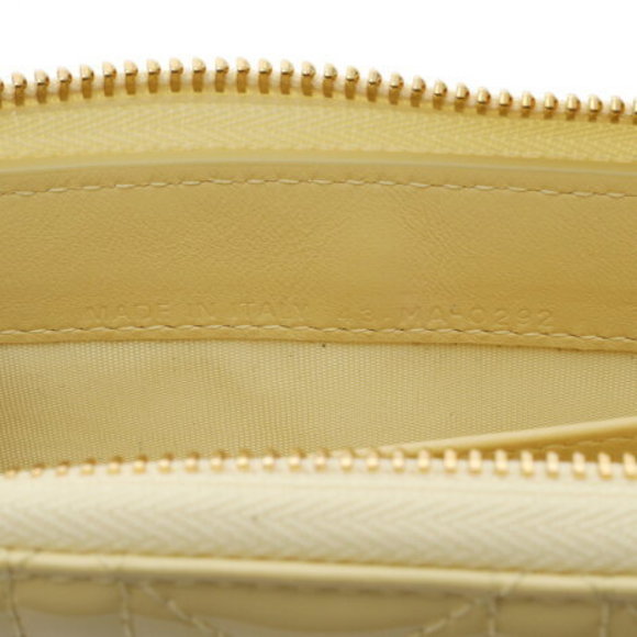 CHRISTIAN DIOR Lady Voyageur Pale Yellow Patent Calf Long Wallet - Picture 11 of 12